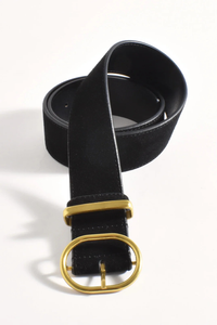 Metal Oval Buckle Suede Belt