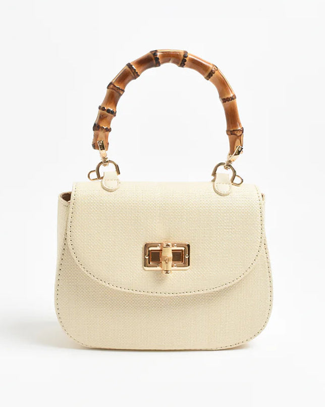 Marissa Woven Bamboo Curved Mini Bag