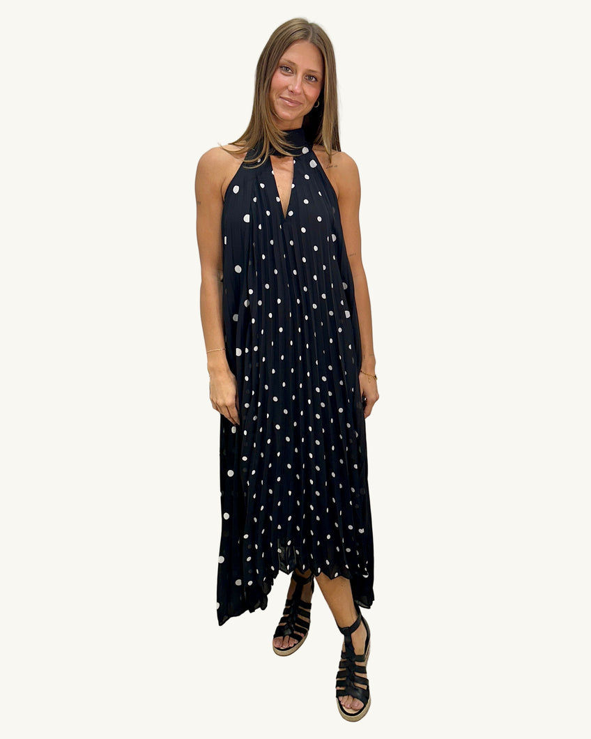 INCA DRESS - Black with White Spot
