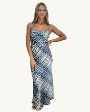 Load image into Gallery viewer, blue tie dye bias cut dress