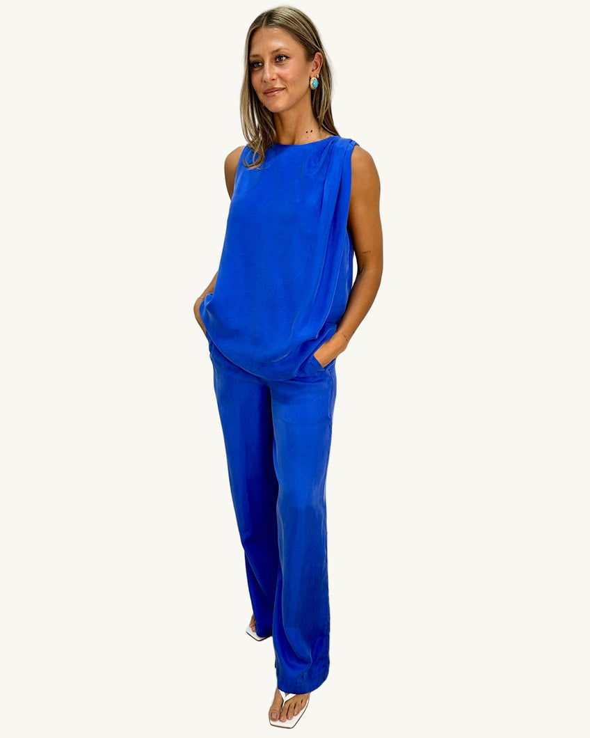 bold blue blouse