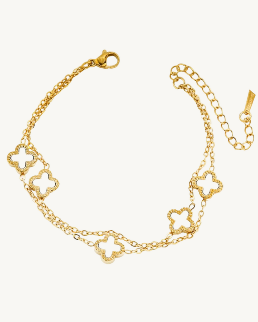 Susan Rose SS Double Chain Clover Bracelet
