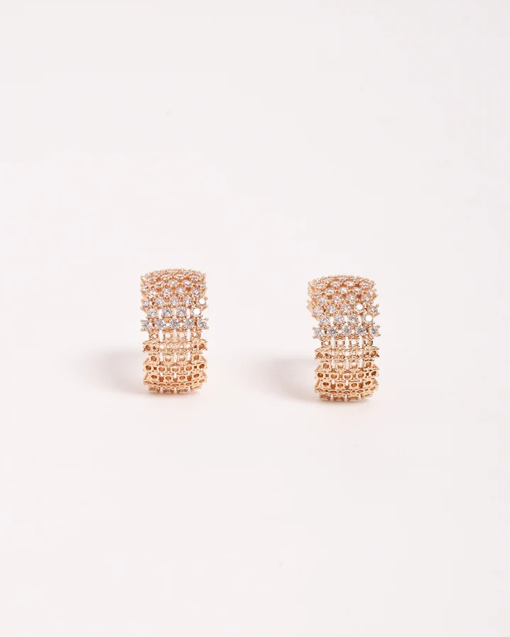 Mini Diamante Rows Hoops