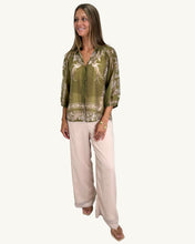 Load image into Gallery viewer, olive shirt blush print