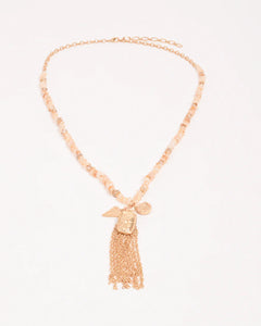 Long Boho Tassel Charm Necklace
