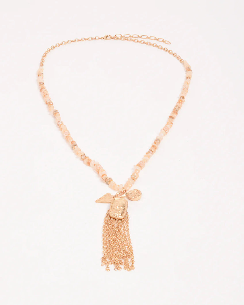 Long Boho Tassel Charm Necklace
