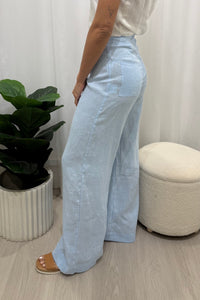 Harlow Linen Pants - Baby Blue