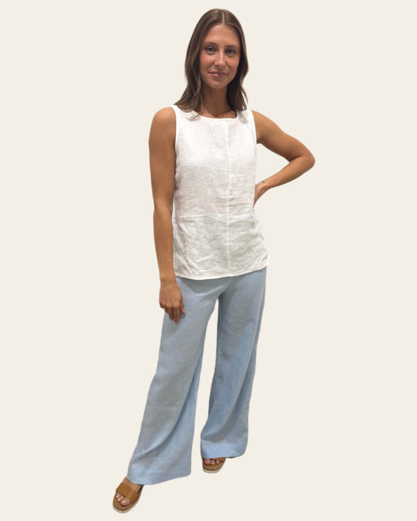 Harlow Linen Pants - Baby Blue
