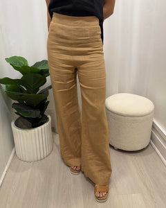 Harlow Linen Pants - Taupe