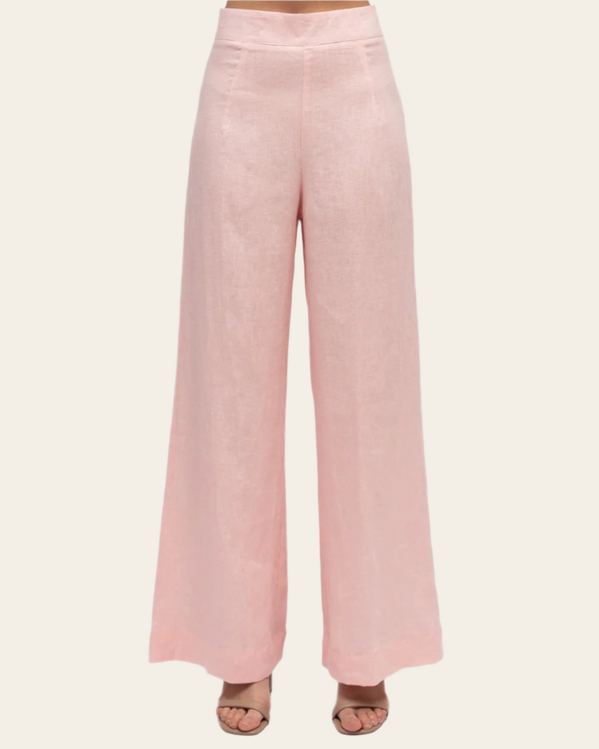 Harlow Linen Pants - Pink
