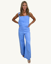 Load image into Gallery viewer, blue linen flared pants