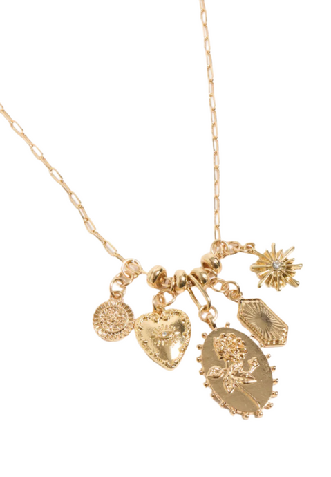 Nellie Floral Charm Cluster Necklace