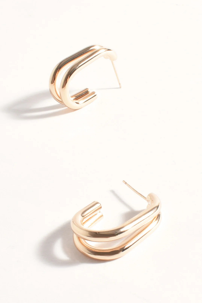 Double Curved Front Stud Earrings