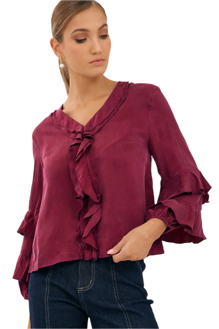 Marla Frilled Cupro Top