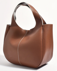 Beatrice Curved Contrast Piping Tote Bag