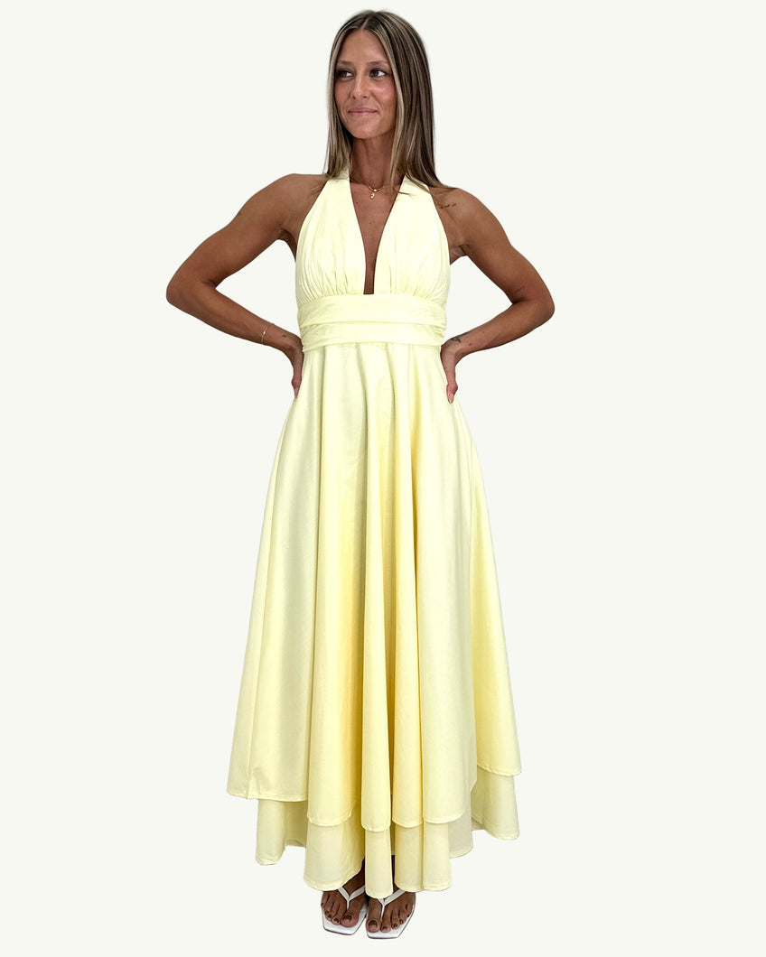 Lemon Drops Halter Dress