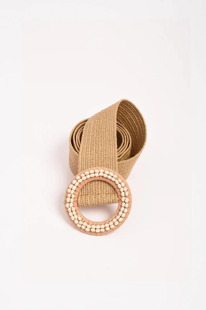 Bead Detail Buckle Stretch Belt