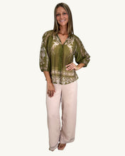 Load image into Gallery viewer, sheer green blouse with pattern