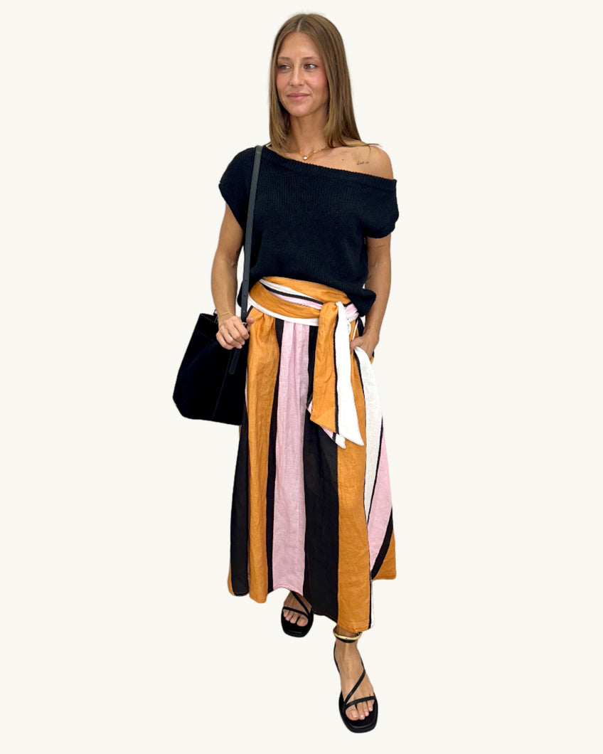 Angelina Linen Midi Skirt