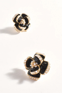 Enamel Diamante Flower Stud Earrings