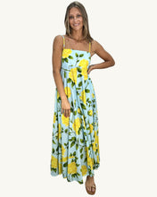 Load image into Gallery viewer, blue and yellow print summer dress