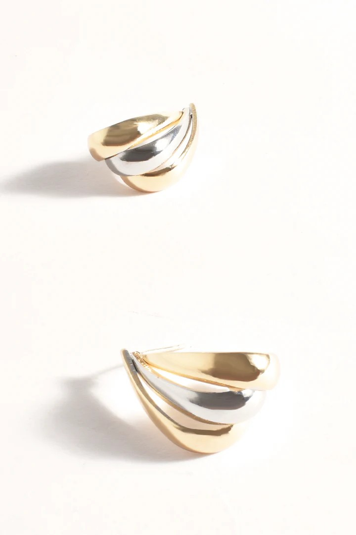 Two Tone Curved Metal Earrings