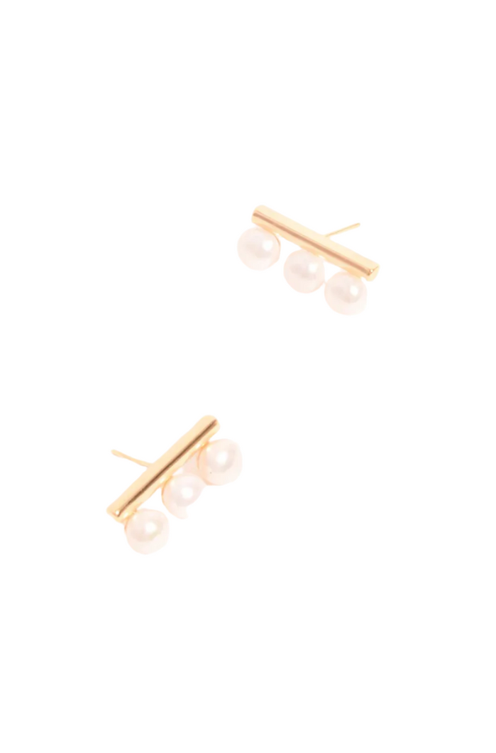 Pearl Panel Stud Earrings