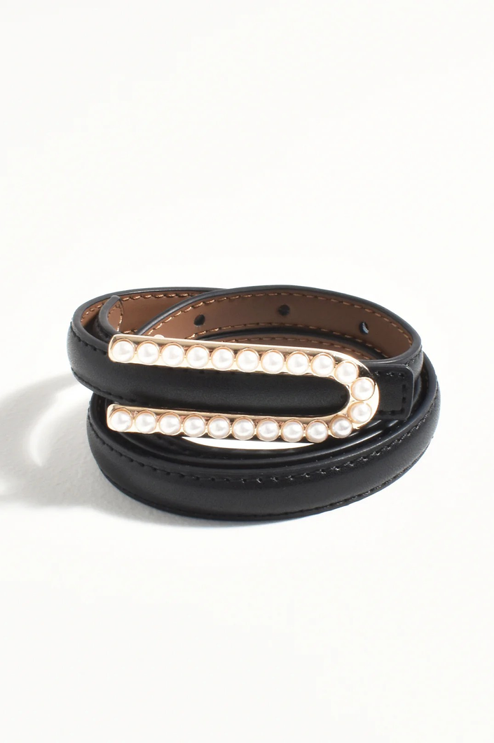 Pearl Buckle Thin Belt