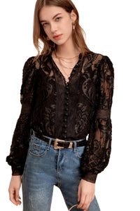 Yvette Lace Blouse - Black