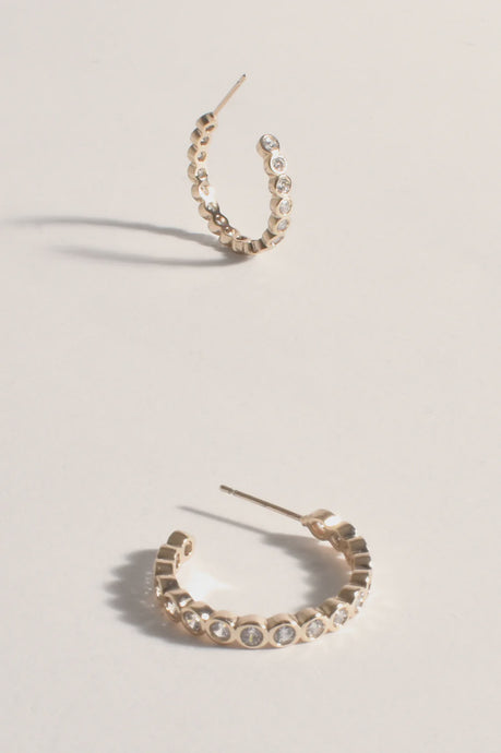 Cooper Rub Over Diamante hoops